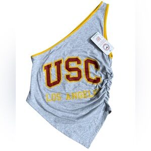 NWT! USC Trojans Game Day One-Shoulder Tank Ruched side Top Size Large